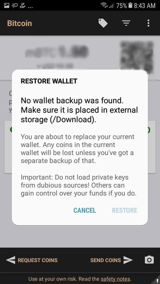 Restore wallet