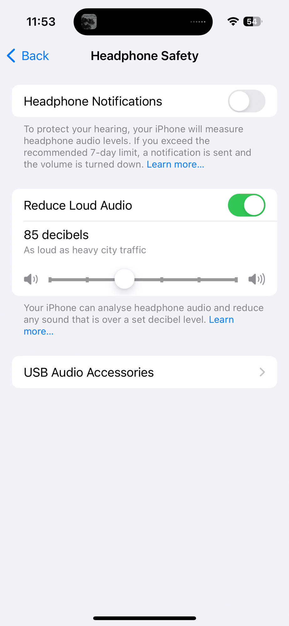 Loud audio setting on iPhones
